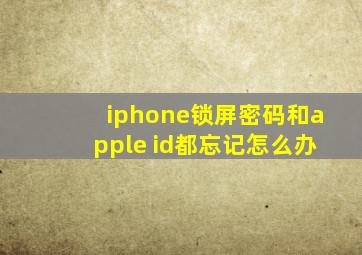 iphone锁屏密码和apple id都忘记怎么办